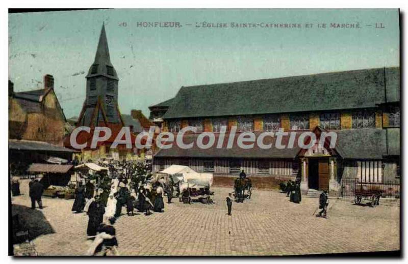 Postcard Old Honfleur Saint Catherine's Church and the Power