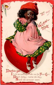 Black Americana Valentines Day Postcard E.P. Dutton Co