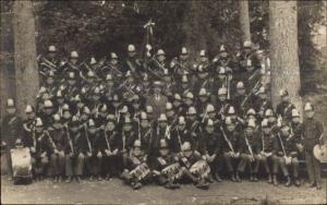 Le Chaux de Fonds Stamped on Back - Boys Music Band Instruments RPPC c1910