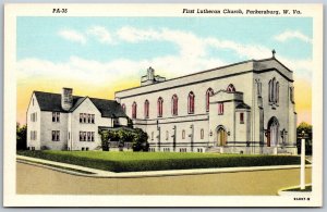 Vtg Parkersburg West Virginia WV First Lutheran Church 1930s Linen View Postcard