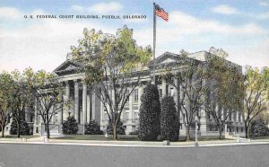 US Court House Pueblo Colorado linen postcard