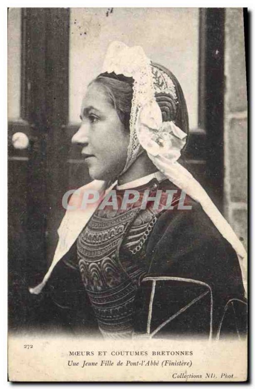 Old Postcard Folklore A bridge girl L & # 39Abbe Finistere