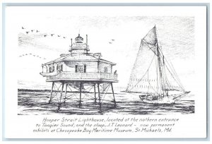 Saint Michaels MD Postcard Hooper Strait Lighthouse Chesapeake Bay Maritime