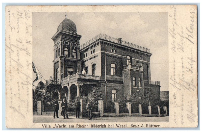 1916 Villa Wacht Am Rhein Büderich Near Wesel Germany Antique Postcard