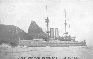 Lundy England HMS Montagu Shipwreck Vintage Postcard AA111000
