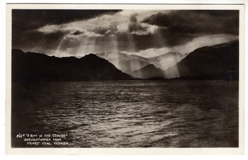 Real Photo,  A Rife in the Clouds, Derwentwater from Friars