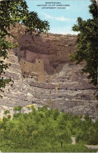 Montezuma Ancient Cliff Dwellers Apartment House Linen Postcard VTG UNP Unused 