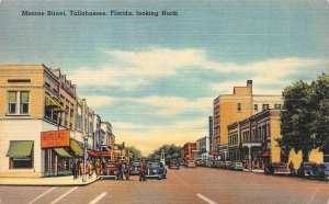 TALLAHASSEE, Florida FL  MONROE STREET SCENE  Butler's Shoes~40's Cars Postcard