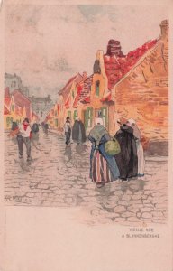 Henri Cassiers Blankenberghe Vieille Rue Strassenpartie Belgium Old Postcard