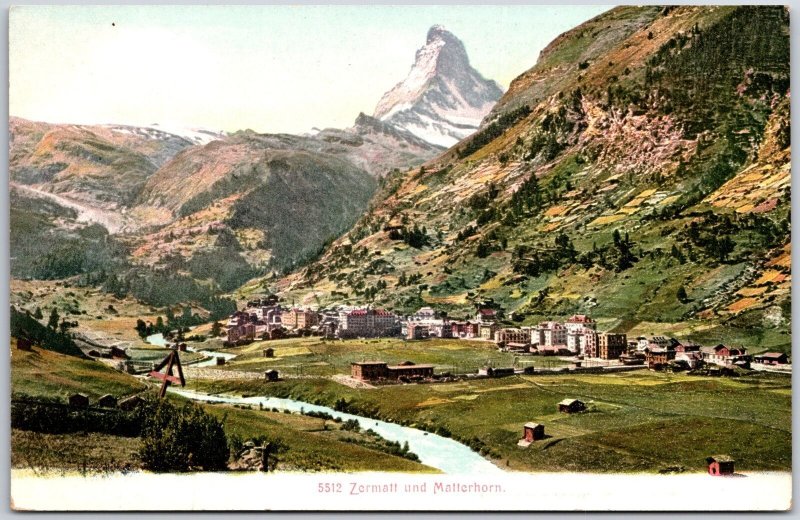 Zermatt Und Matterhorn Switzerland Mountains Residences Grounds Postcard