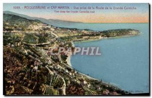 Old Postcard Roquebrune Cap Martin View from the Grande Corniche Road