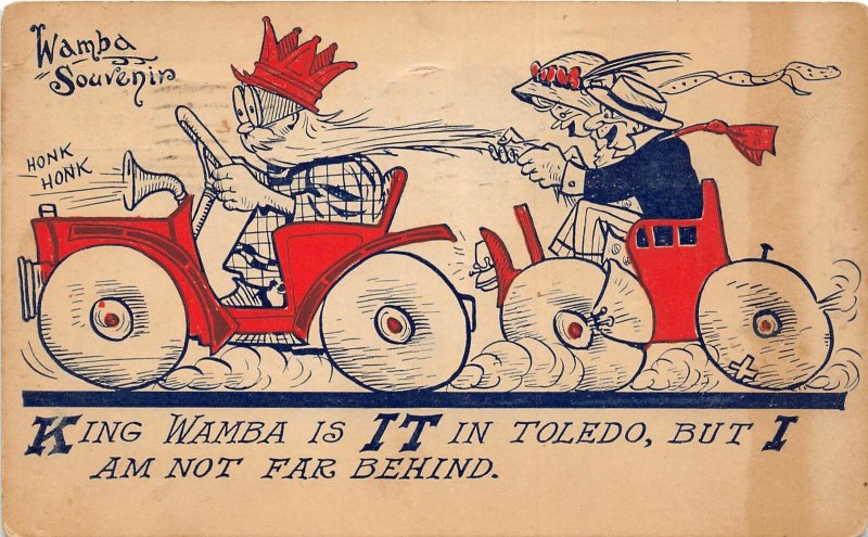 H91/ Toledo Ohio Postcard c1909 Wamba Festival King Driving Comic 48