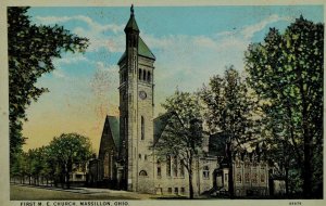 First M. E. Church, Massillon, Ohio Vintage Postcard P55