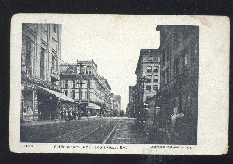 LOUISVILLE KENTUCKY DOWNTOWN 4TH AVENUE STREET SCENE VINTAGE POSTCARD KY.