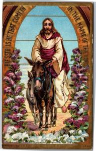 Jesus Rides Into Jerusalem Triumphant Entry Vintage Postcard M14