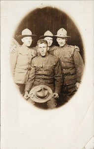 Four Men Soldiers Army US Signal Corps ?? Unknown Location RPPC Postcard G50