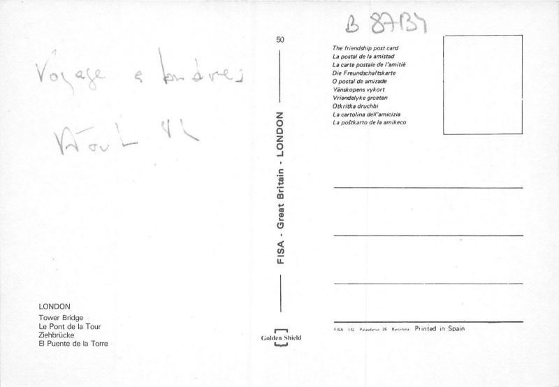 B87134 london tower bridge ship bateaux uk