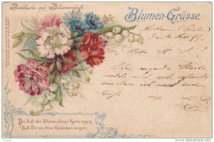 Carnations, Blumen-Grusse, Postkarte mit Blumenduft, 00-10s