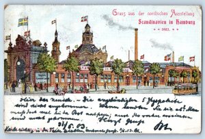 Germany Postcard Greetings from Nordic Exhibition Scandinavia in Hamburg 1903