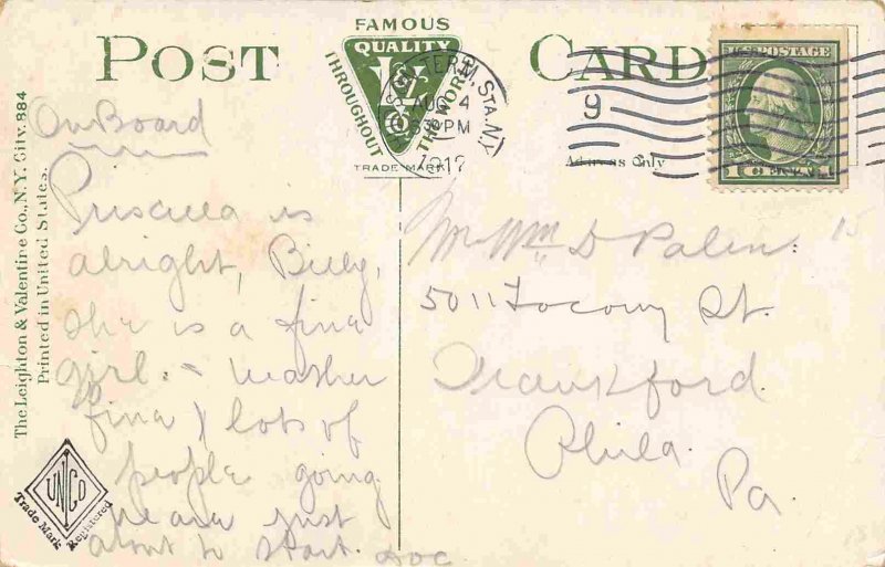 Steamer Priscilla Fall River Line Massachusetts 1912 postcard