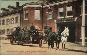 Providence RI Union Hook & Ladder Co Fire Dept c1910 Postcard
