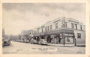 Warren Pennsylvania Liberty Street Scene Store Fronts Antique Postcard K27162