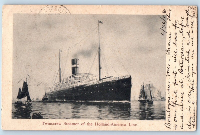 Potsdam Germany Postcard Twinscrew Steamer of the Holland America Line c1905