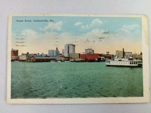 Vintage Postcard Water Front Boat & City View Jacksonville FL Florida Post 1918