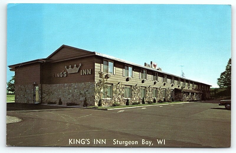 1970s STURGEON BAY WISCONSIN KING'S INN MOTEL HOTEL GREEN BAY RD POSTCARD P3174