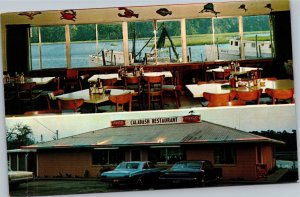 Postcard NC Calabash Restaurant waterfront coca cola cars