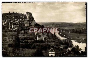 Modern Postcard The feudal castle Castelnaud Beynac the background and its ca...