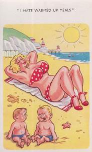 Children Hating Breast Milk Feeding Warmed Up Meals 1970s Comic Humour Postcard