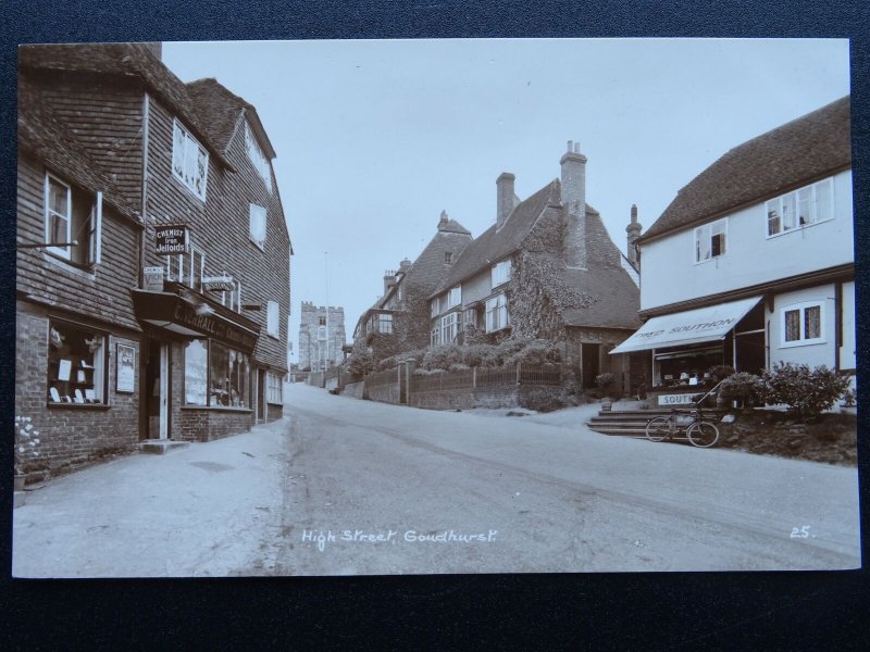 GOUDHURST High Street C. VERRALL Chemist & FRED SOUTHON Store - Old RP Postcard