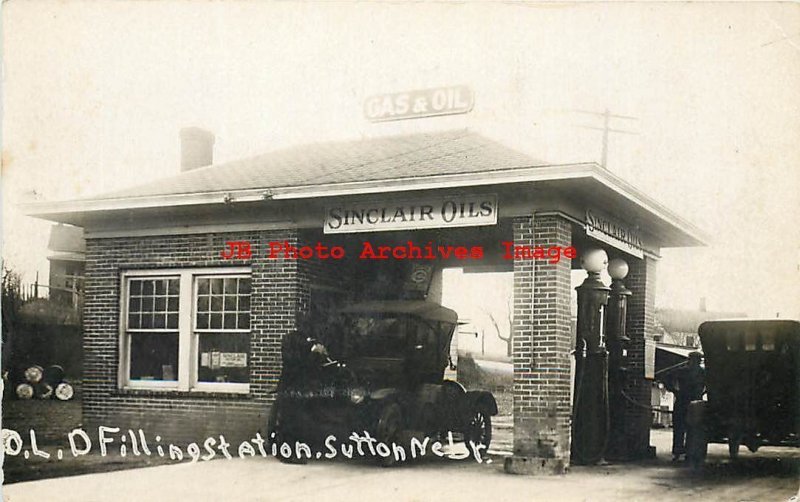 NE, Sutton, Nebraska, RPPC, Sinclair Gas Station, AE Hanna Photo 