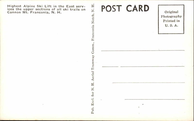 FRANCONIA NH Alpine Ski Lift Cannon Mountain SKIING REAL PHOTO RPPC Old PC 