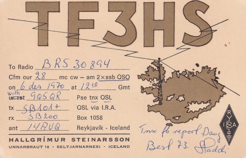 Seltjarnarnesi Iceland 1970s Radio QSL Postcard Card