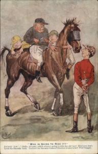 English Political Satire Race Horse Fat Jockey Election Comic Postcard gfz