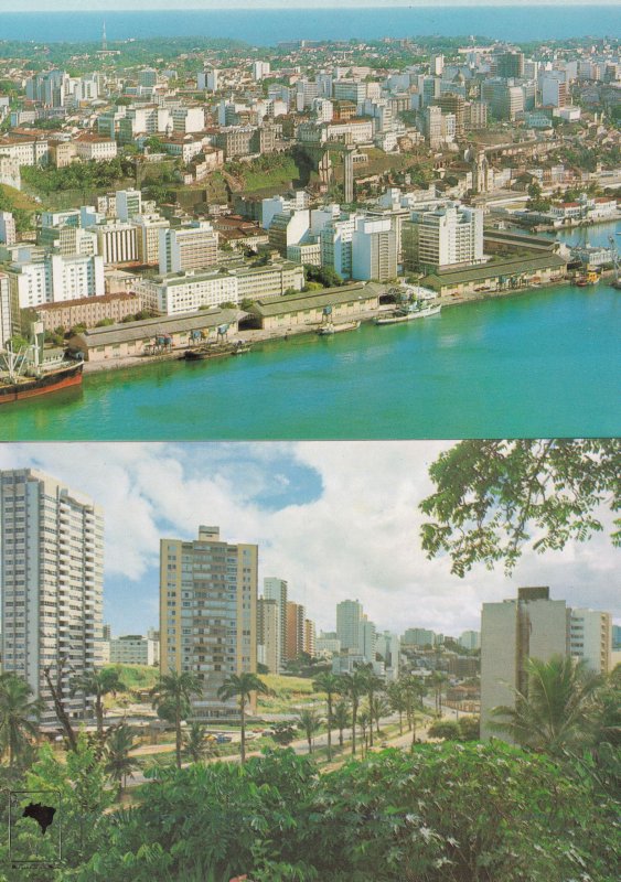 Salvador Brazil Harbour City 2x Spectacular Aerial Brazil Postcard s