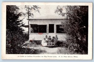 Pine River Minnesota MN Postcard Cabin Indian Paradise Big Trout Lake 1910
