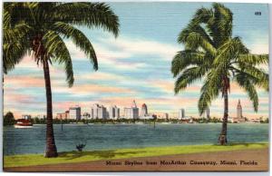 Miami Skyline from MacArthur Causeway, Florida postcard