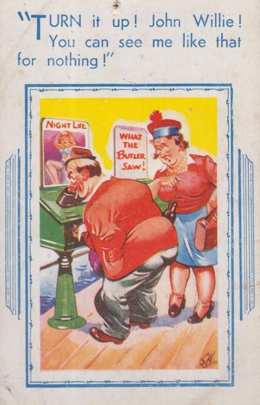 Angry Wife By What The Butler Saw Peeping Tom Dirty Husband Fair Comic Postcard