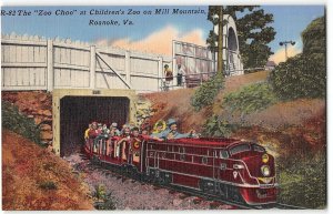 Zoo Choo Children's Zoo, Mill Mountain, Roanoke, VA 1940s Vintage Postcard
