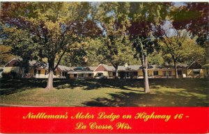 Postcard Wisconsin La Crosse Nuttleman's Motor Lodge 1950s occupation 23-11022