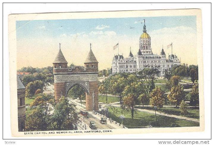 State Capitol And Memorial Arch, Hartford, Connecticut, 1910-1920s