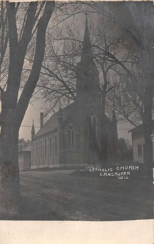 Lancaster Wisconsin Catholic Church Real Photo Antique Postcard K100250