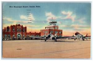 1946 New Municipal Airport Airplane Exterior Building Omaha Nebraska NE Postcard