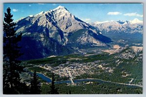 Banff And Cascade Mountain, Canadian Rockies Alberta, Vintage Chrome Postcard