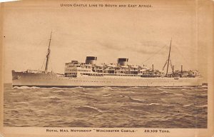 Winchestor Castle Union Castle Line Writing on back, missing stamp 