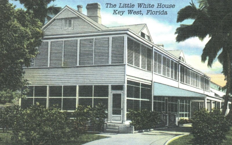 Vintage Postcard The Little White House Officer's Headquarters Key West Florida