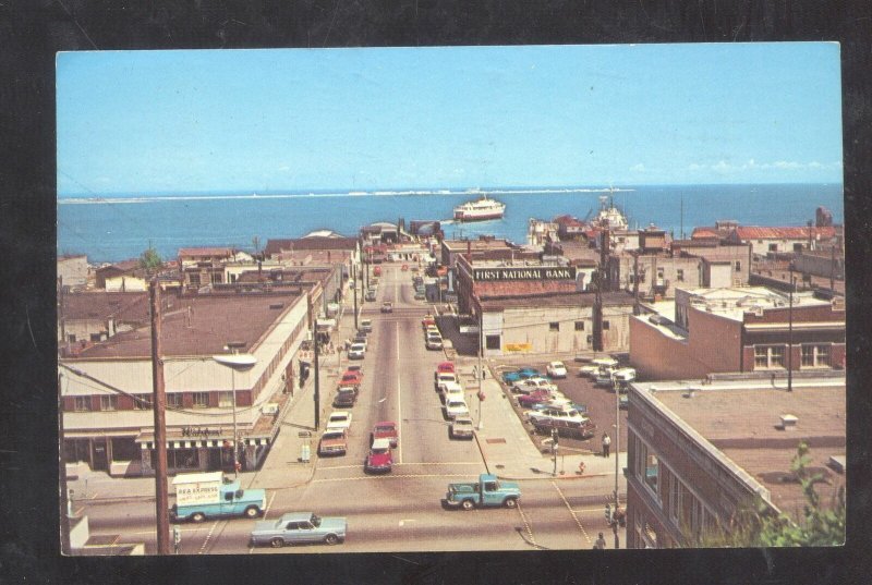 PORT ANGELES WASHINGTON DOWNTOWN STREET SCENE BIRDSEYE VIEW POSTCARD